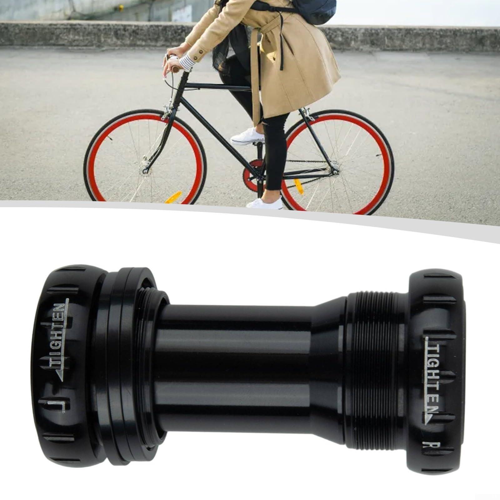 Oniissy Movimento centrale per bicicletta, sistema di cuscinetti in ceramica BB52, larghezza 68-73 mm, struttura in alluminio con diametro interno di 24 mm, per ciclismo (giallo)