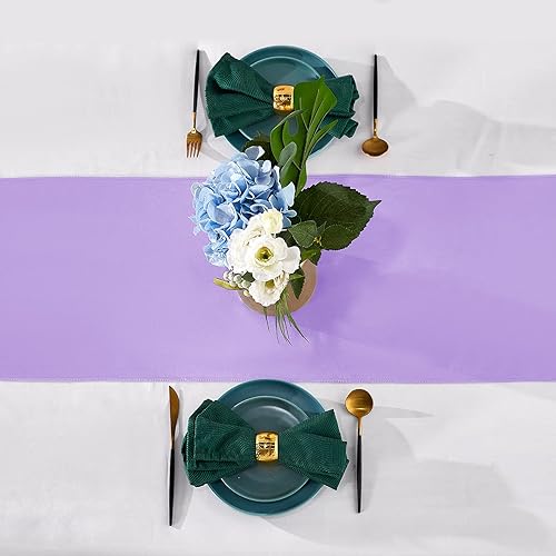 Miniatura 2 de YUHX Paquete de 20 caminos de mesa satinados de 12 x 108 pulgadas de largo, color lavanda para bodas, fiestas de cumpleaños, decoraciones de
