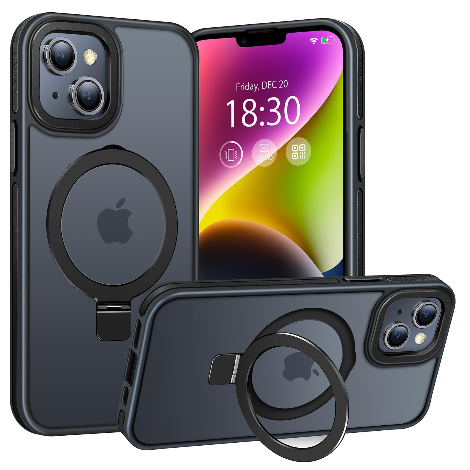 BENTIACC Magnetic Case for iPhone 13, for iPhone14, with Invisible Ring Stand, Military Drop Protection, Shockproof Anti-Fingerprint Matte Protective