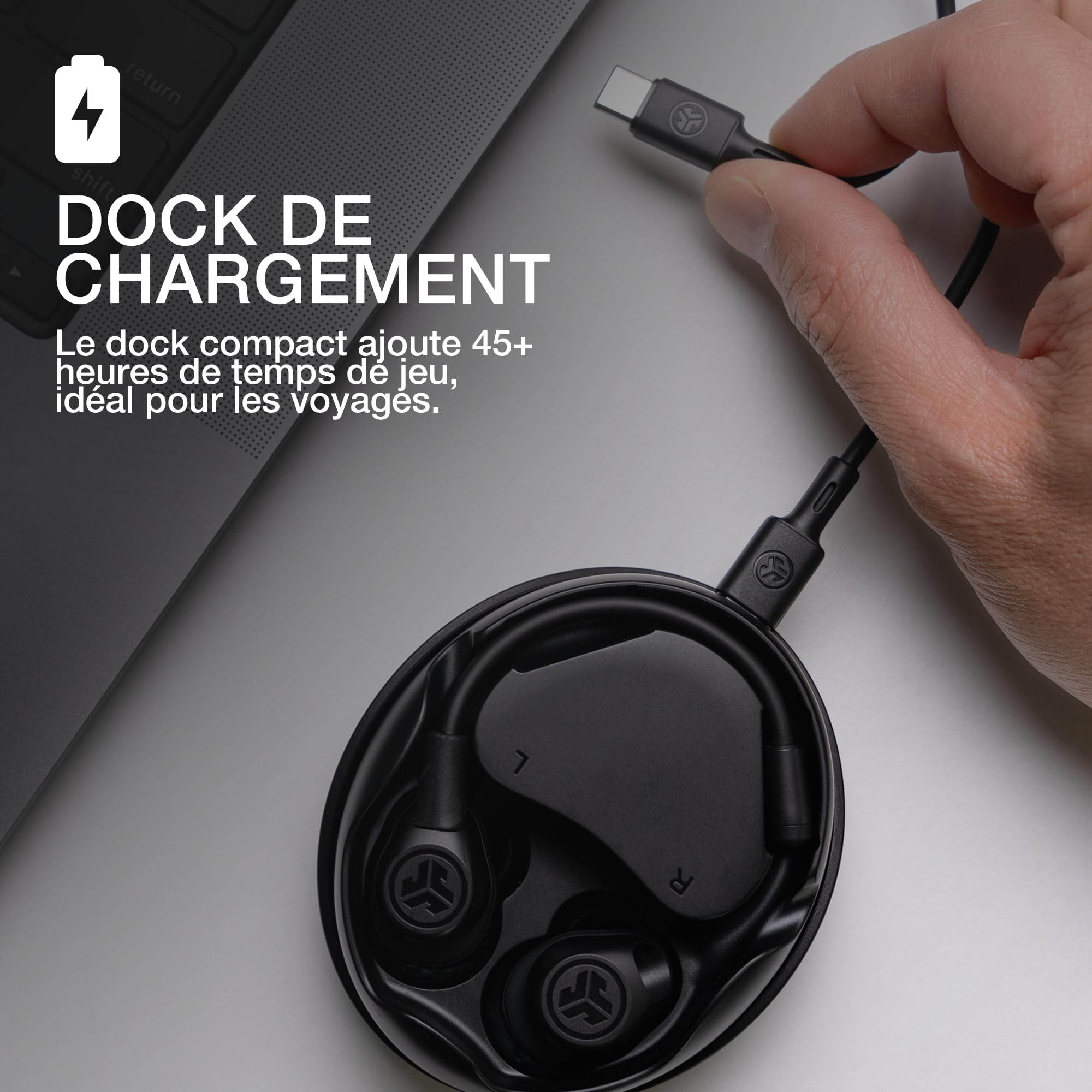 JLAB Work Buds Écouteurs sans Fil Bluetooth avec Microphone Amovible