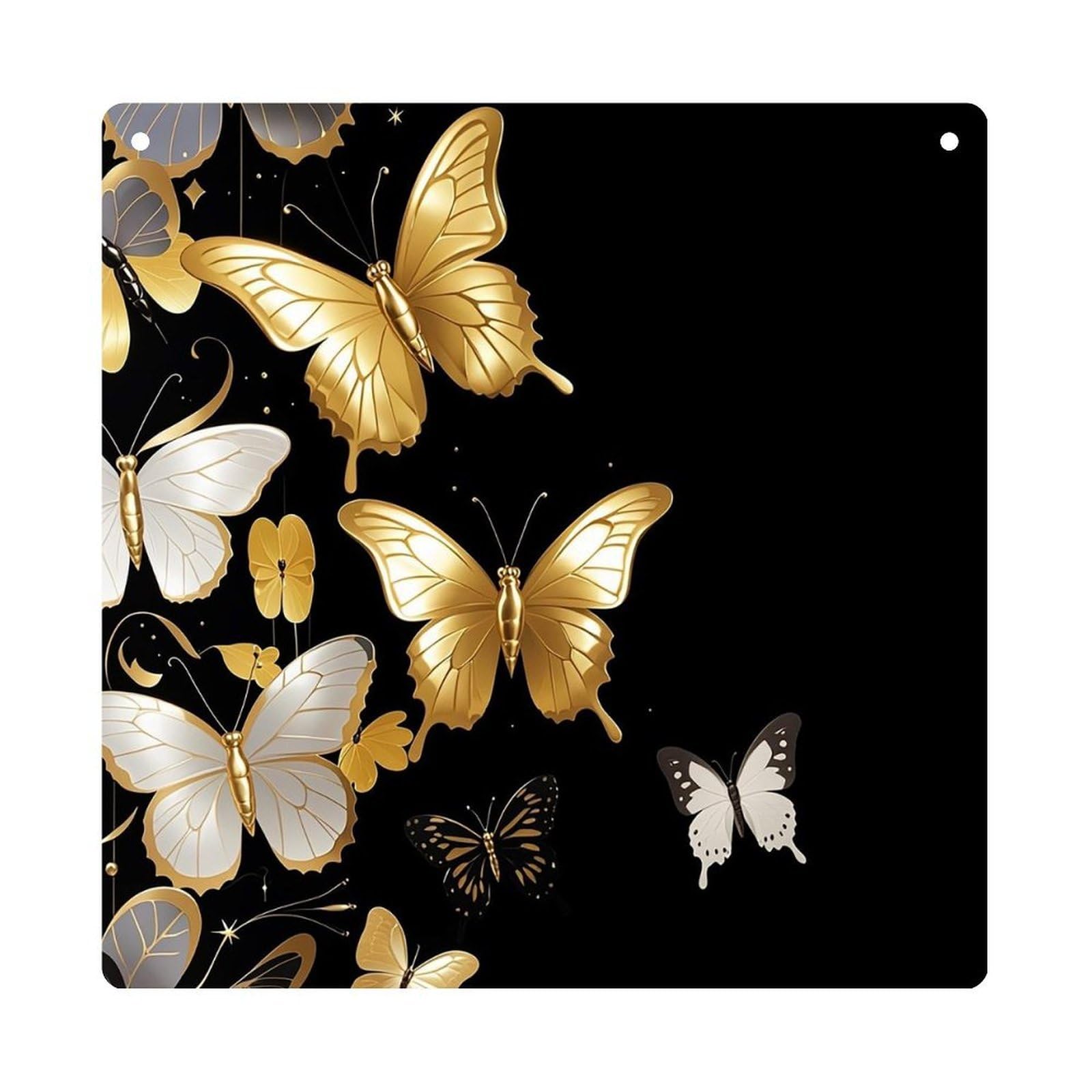 Gold White Butterflies Black Hanging Ornament Wall Decor Pendant
