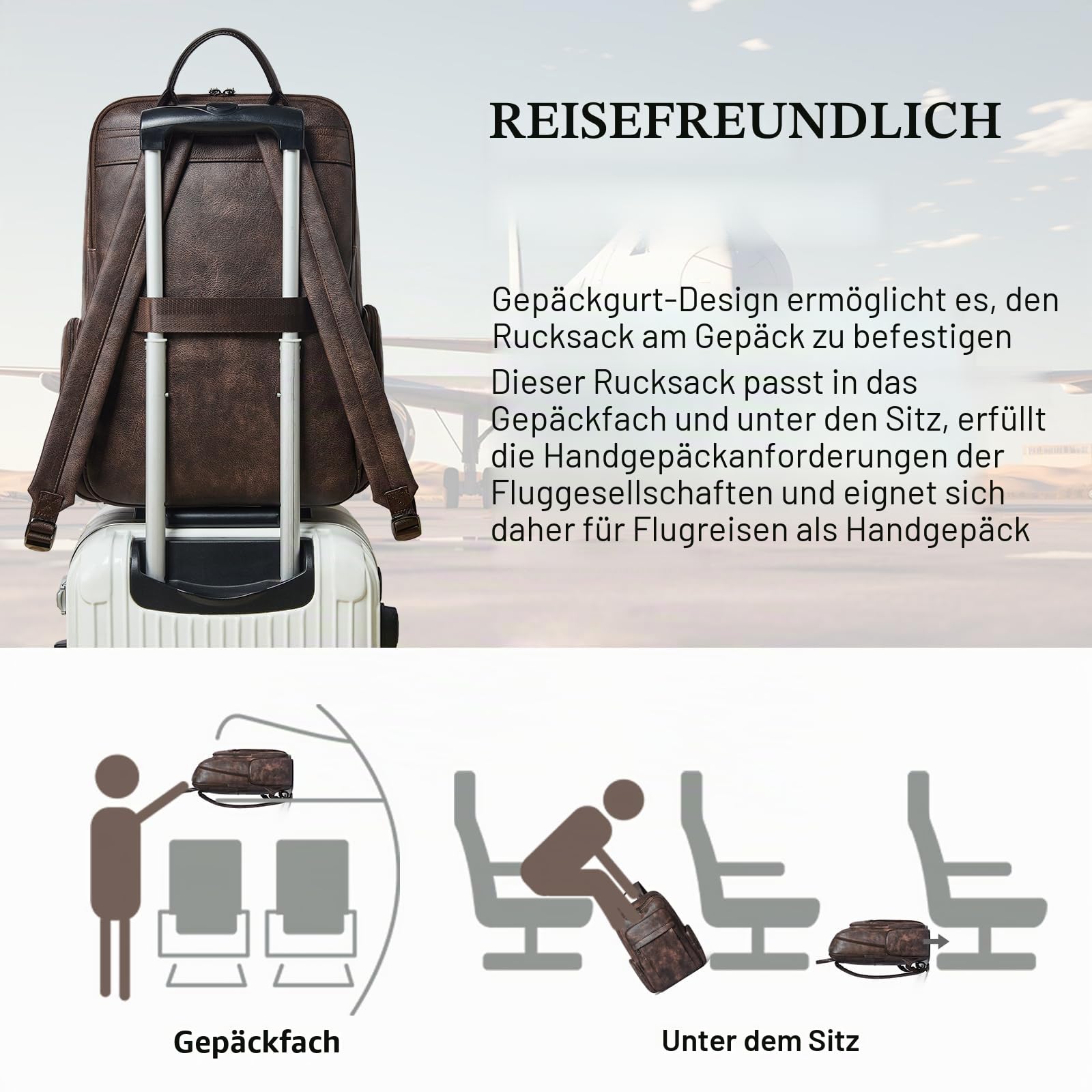 Shrrie Leder Laptop Rucksack für Frauen mit 17 Zoll Vegan Leder Computer Rucksack Tasche für Reise College Arbeit