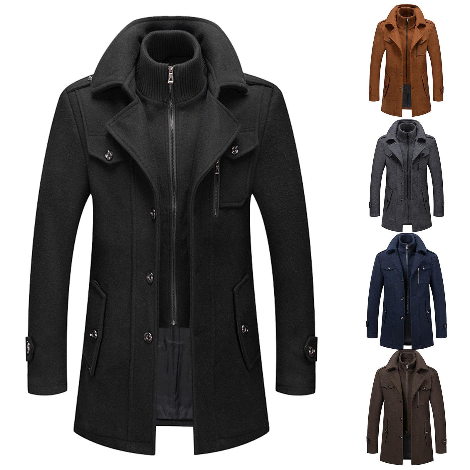 Genérico Abrigo Hombre Invierno De Cálido Elegante Abrigo De Invierno con Botón Manga Larga Chaqueta con Bolsillos Laterales Talla Grande Cómodo Chaqueta para Interior Exteriores