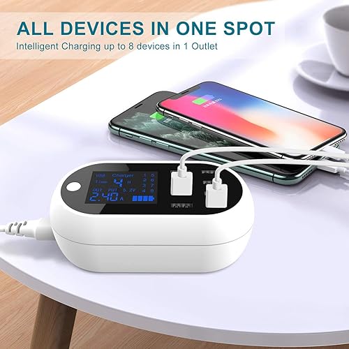 Miniatura 2 de Estación de carga USB, 60 W12 A, 8 puertos, estación de carga rápida, concentrador de carga LCD, estación de carga USB de 8 puertos para múltiples