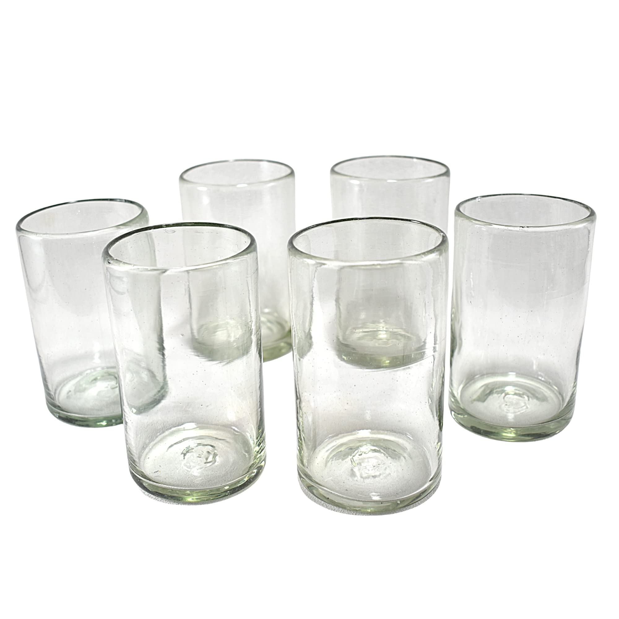 Hand Blown Drinking Glasses Artisan Crafted from Mexico Set of 6 pieces (Natural, Water 16 Oz.)