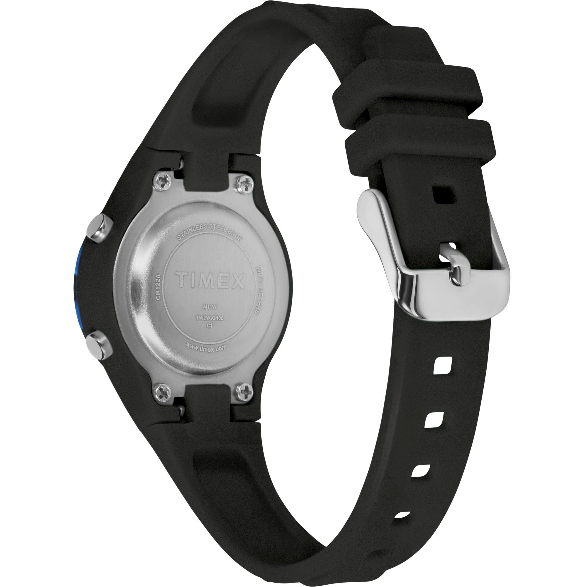 Timex Reloj digital para niños de 27 mm, correa negra, esfera digital, caja negra, Negro -
