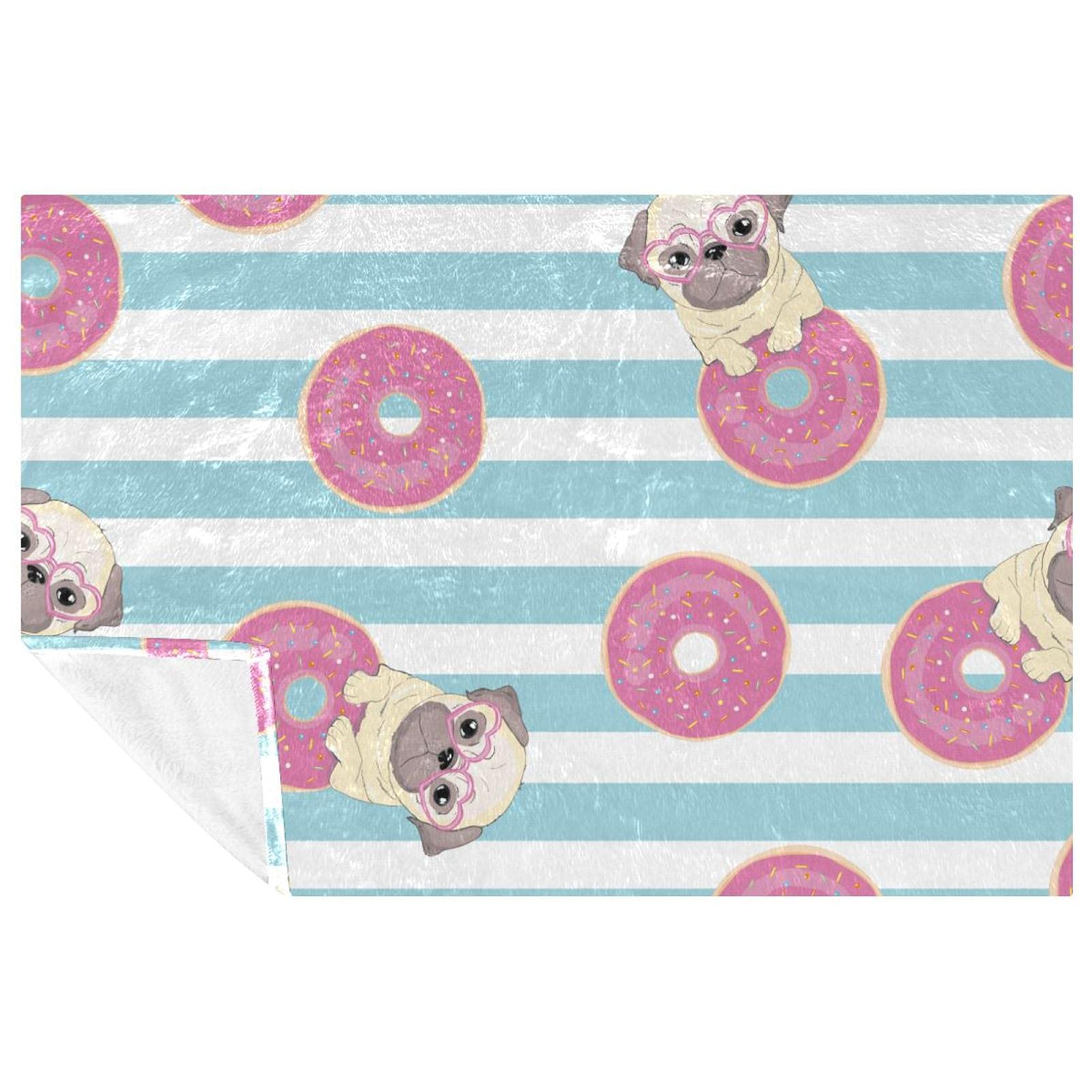 Couverture douce motif chien à rayures pour des moments cocooning lit et pique-nique