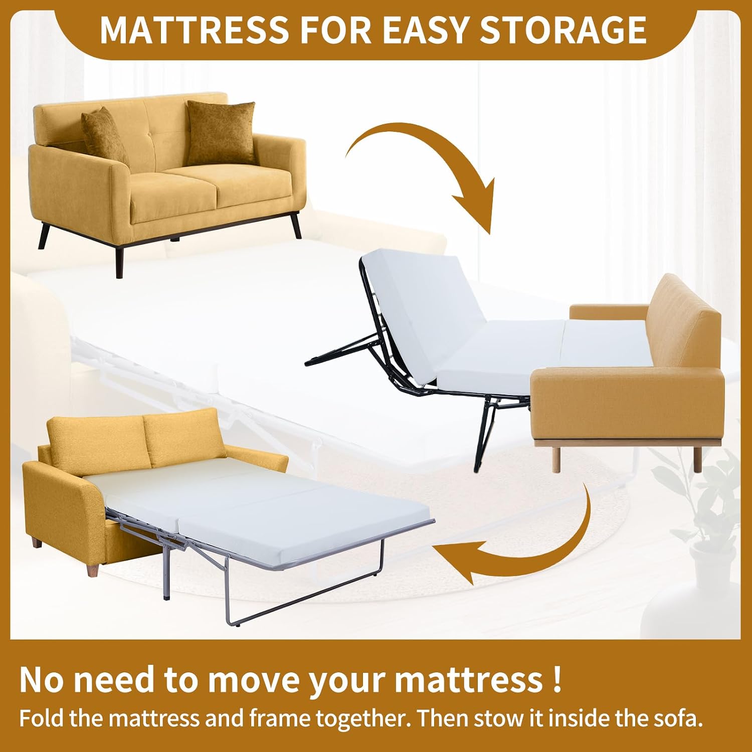 DoCred 4 Inch Memory Foam Mattress Replacement with Washable Cover for Sleeper Sofa and Couch Beds, Full Size Pull Out Couch for Sleeper Sofas, 72" L x 53" W x 4" H, Sofa Not Included