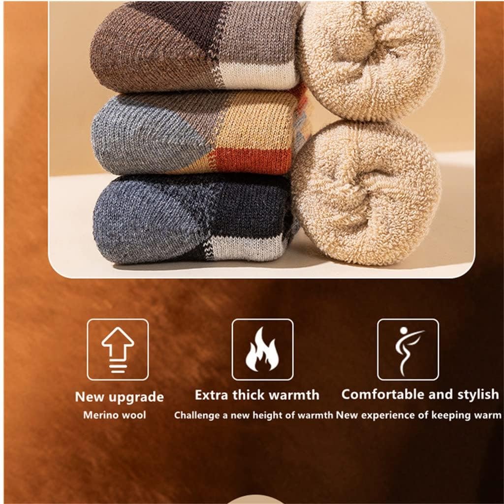 Thermal Winter Man Socks Super Thicker Men's Warm British Checkered Against Cold Male Sock