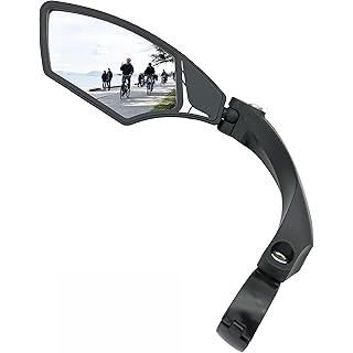 Hafny New Handlebar Bike Mirror, HD Blast-Resistant, Safe Crystal Clear Glass Mirror, Adjustable Rotatable Bike Mirror, Rearview Mirror, Bicycle Mirror,HF-MR095