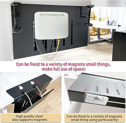 Miniatura 5 de Almacenamiento lateral de escritorio, almacenamiento debajo del escritorio, organizador de escritorio colgante de acero sin taladro, soporte para