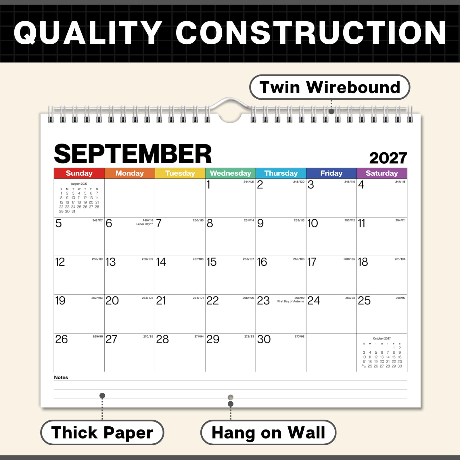 Dunwell Wandkalender 2025, 21,6 x 27,9 cm (bunt), kleiner Monats-Schreibtisch- oder Spiralkalender zum Aufhängen für Zuhause oder Büro, Premium-Qualität, perfekte Größe