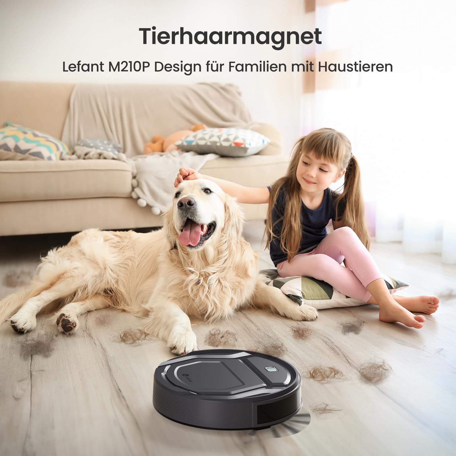 Lefant M210P Saugroboter ohne Wischfunktion, 2200 Pa Saugkraft, 120 Min.Steuerung per WLAN, Bluetooth, Alexa und App, 6 Reinigungsmodi und automatisches Aufladen, ideal für Tierhaare und Harte Böden