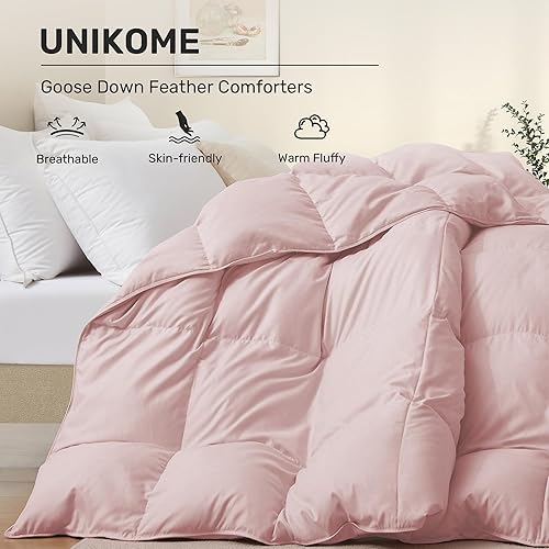 Miniatura 8 de Edredón de plumas de ganso con funda 100% algodón, relleno de edredón para todas las estaciones, edredón de plumón esponjoso similar a una nube