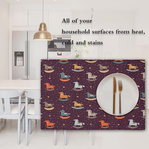 Miniatura 7 de Cute Horse Texture Placemats Set of 4 Table Mats Washable Placemat Waterproof Place Mats for Party Home Dining Table Decor 18x12 in