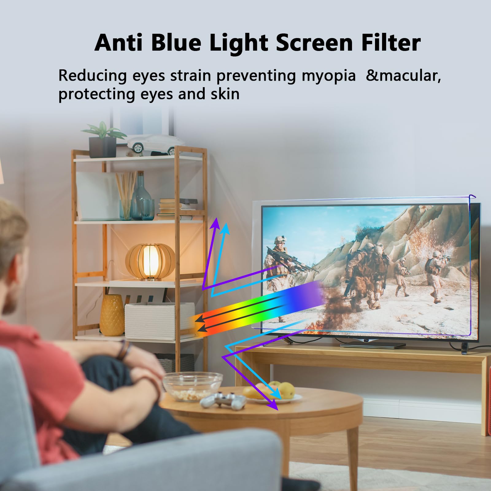 Protecteur D'écran Anti-Lumière Bleue À Suspendre, Film Filtrant HD Anti-Rayures Protecteur D'écran Bloquant La Lumière Bleue pour Le Divertissement À Domicile