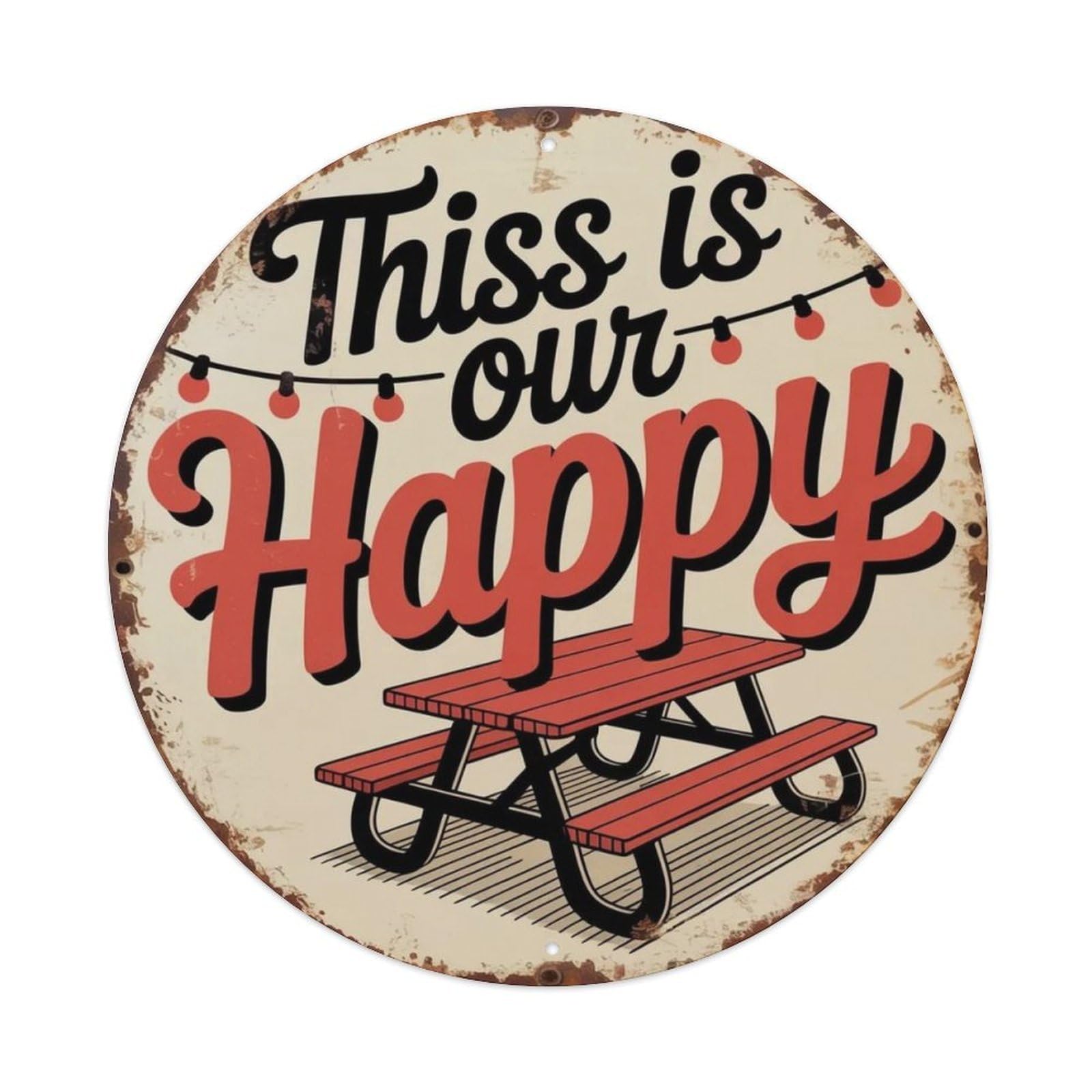 Backyard Happy Place Metal Tin Sign Plaque