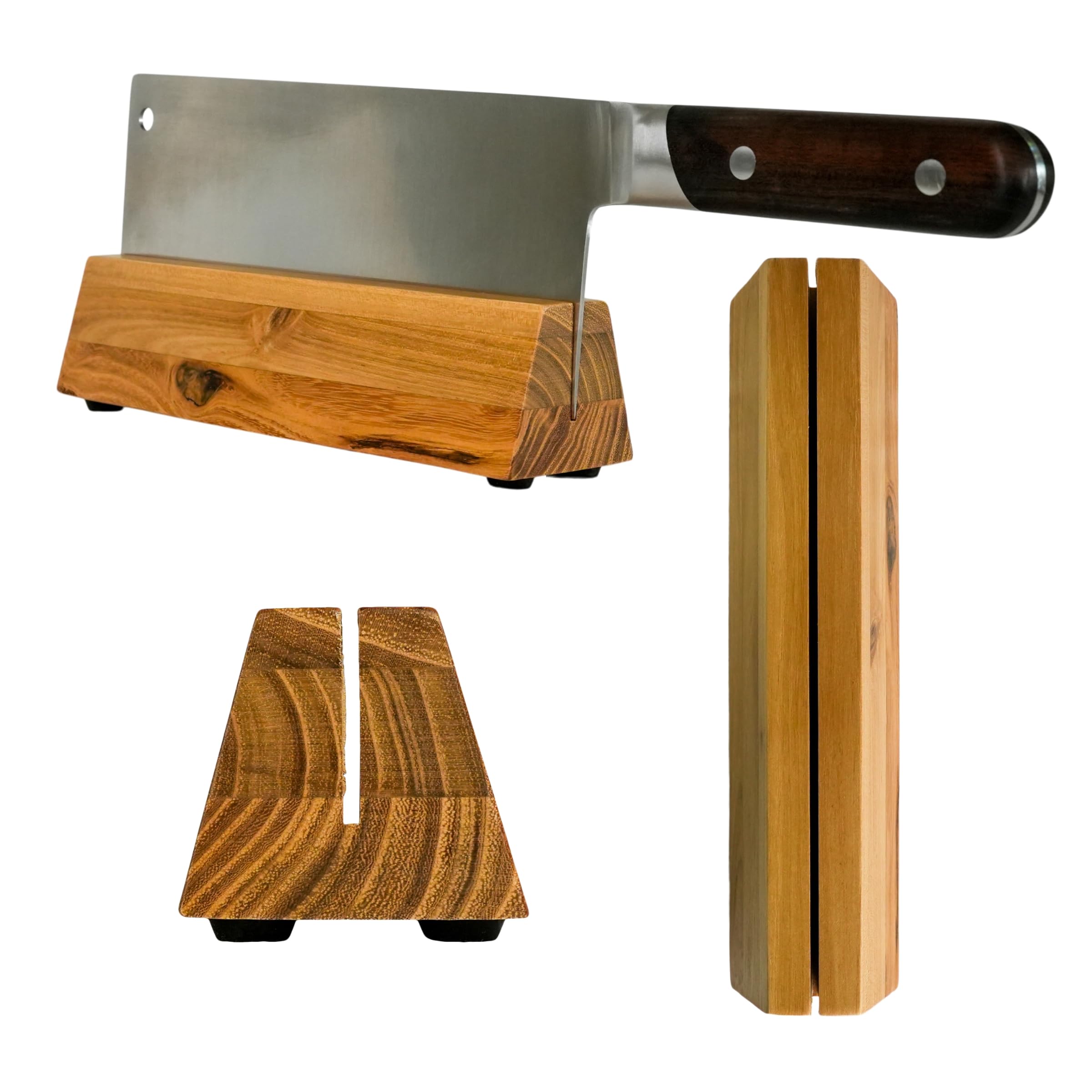 Cleaver Stand | 8.25-inch wood vegetable cleaver knife storage block (Teak, 2mm)