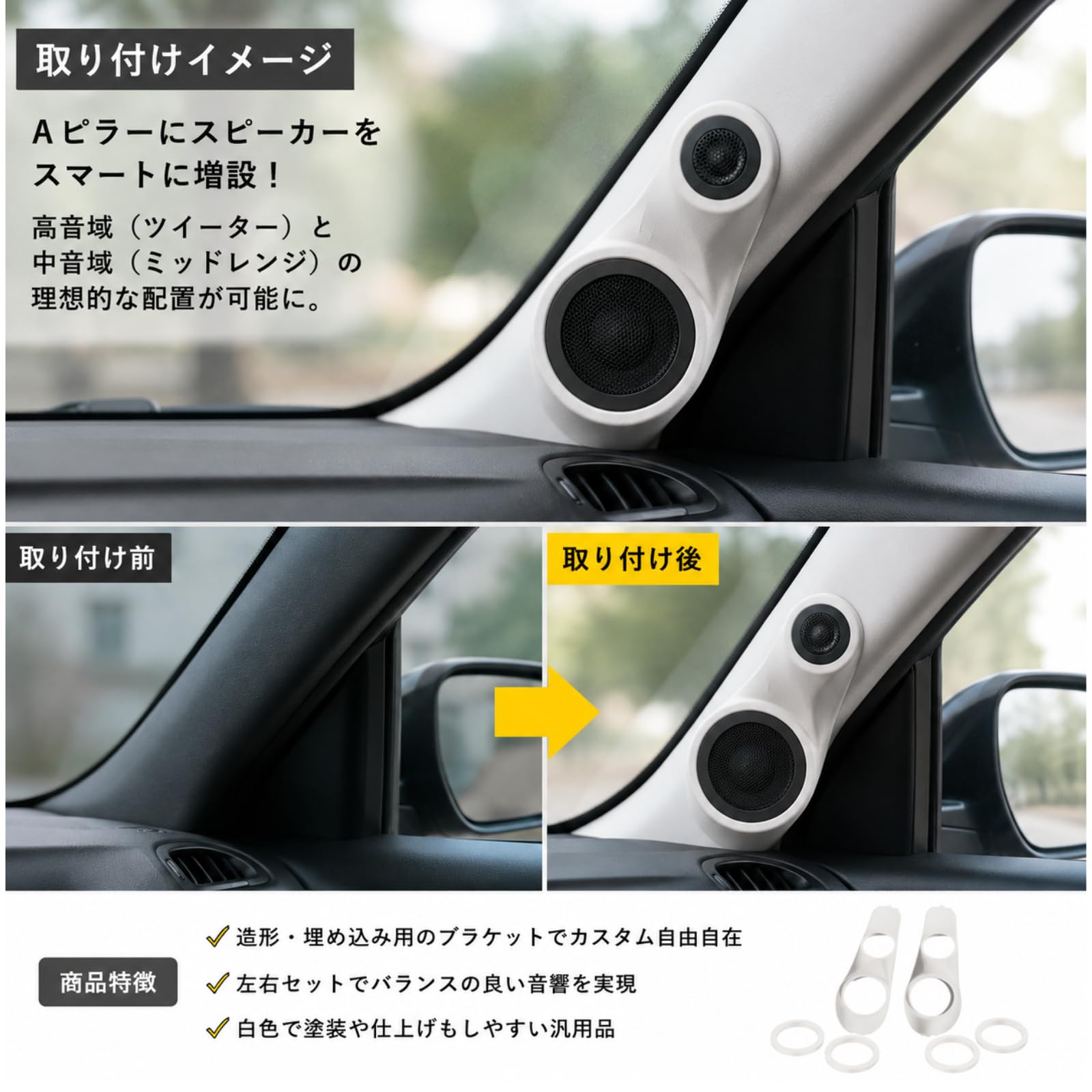Amazon.co.jp: PLEGOOD スピーカー ブラケット 車 ツイーター カー