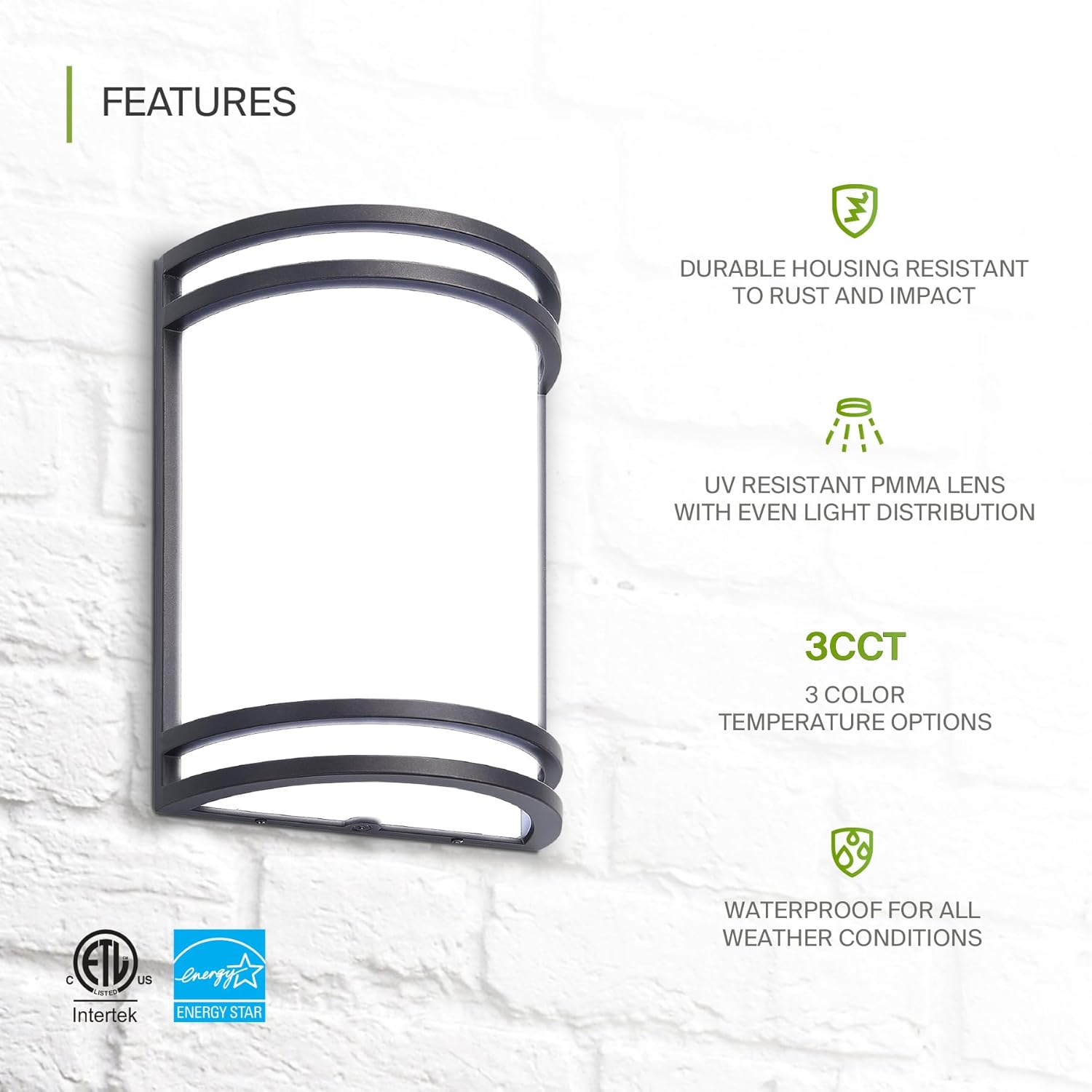 ASD 10 Inch LED Outdoor Sconce Lights - 15W 3000K 4000K 5000K Bronze Exterior Lighting Fixtures, Dimmable Exterior Lights for House, Modern Patio Wall Light Fixture ETL, 2 Pack