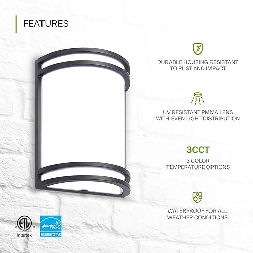 Miniatura 3 de ASD Lámpara LED de montaje en pared para exteriores de 10 pulgadas, lámpara moderna de bronce aceitado, 15 W, 3000 K, 4000 K, 5000 K, ajustable,