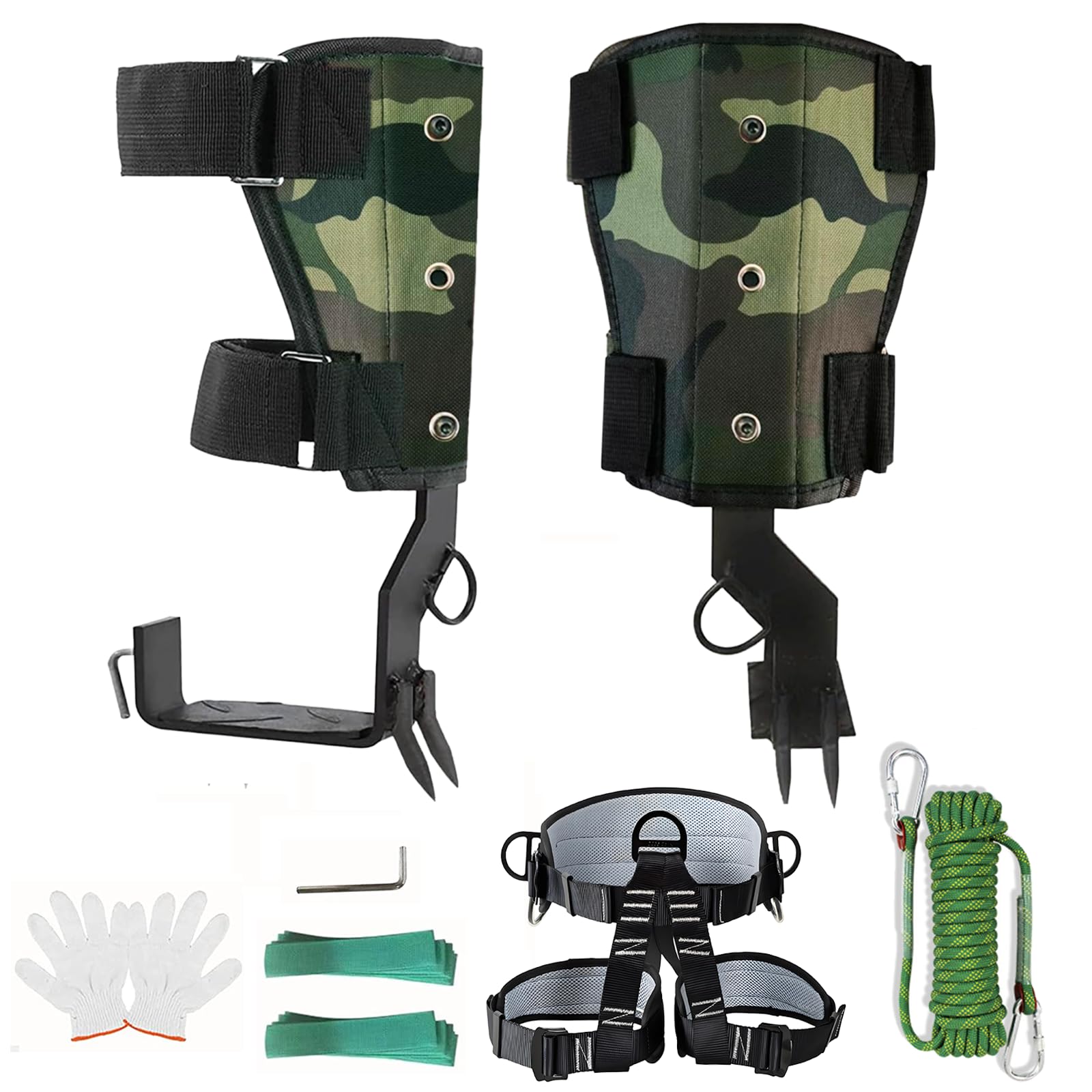 timiland Tree Climbing Spikes,Tree Climbing Gear with Professional Accessories, Adjustable Climbing Belt and Nylon Umbrella Rope,for Tree Work,Fruit Picking,Hunting and Observation (Camouflage Set A) : Sports & Outdoors