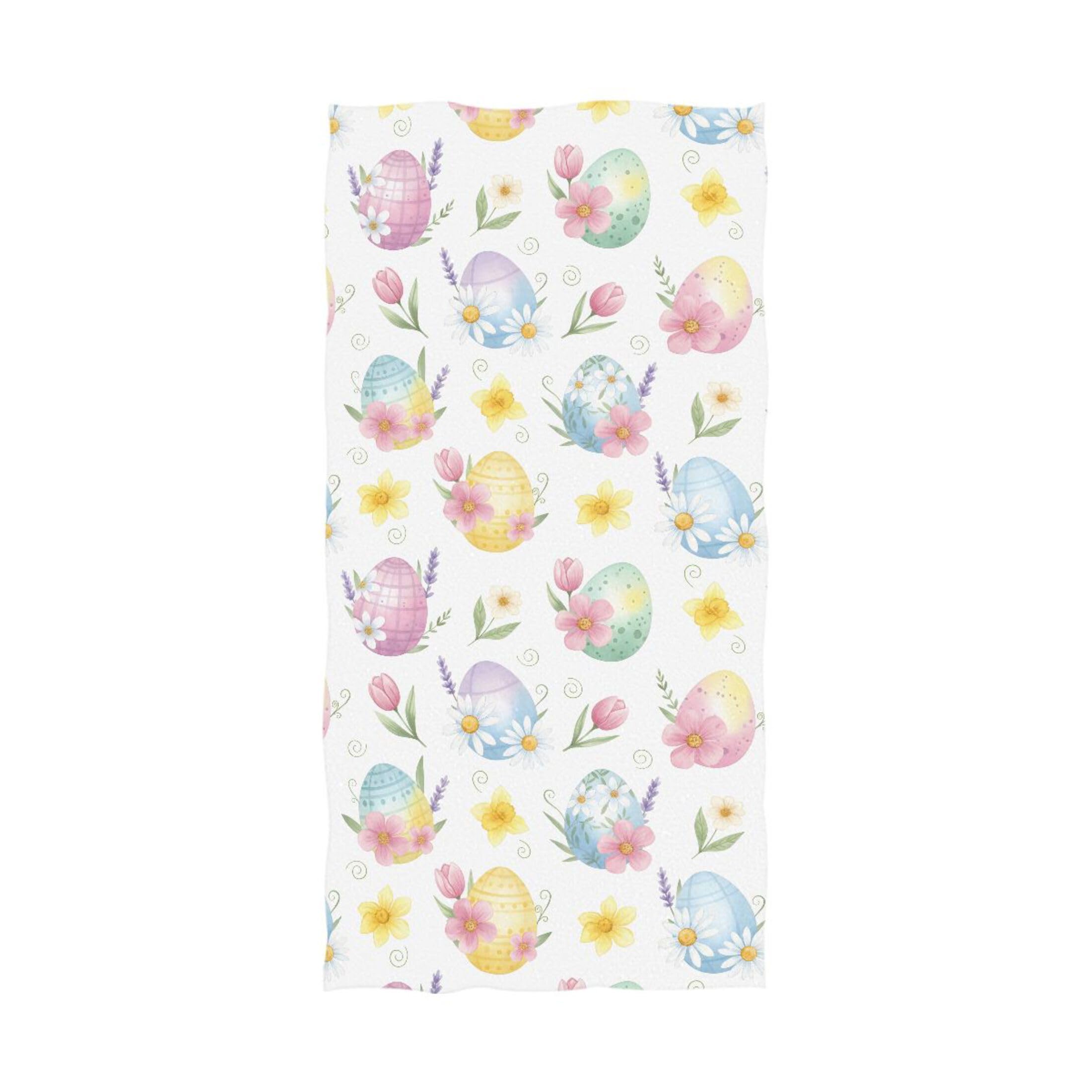 Kutsu Colored Watercolor Easter Eggs Bath Towel, Highly Absorbent Cotton Soft Bath Hand Towel for Bathroom Kitchen Hotel Spa, 64 x 32 In