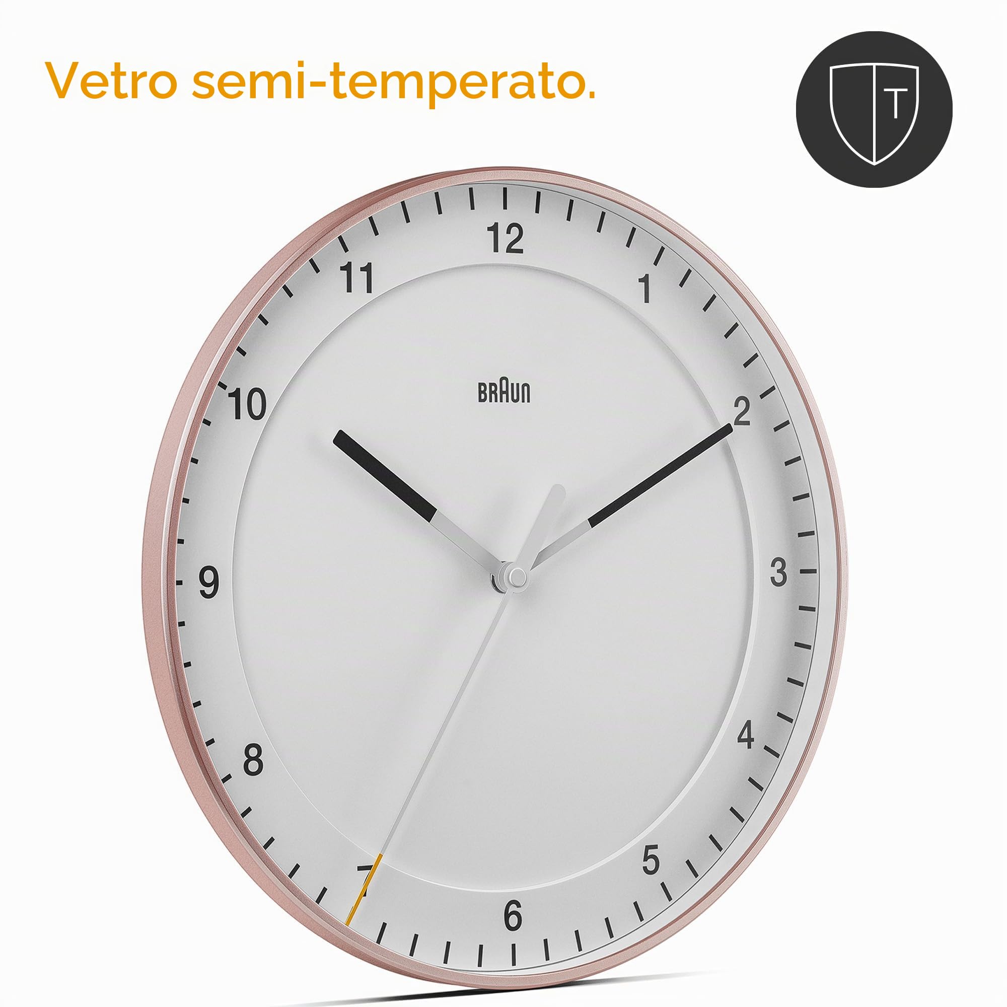 Braun Orologio da parete analogico classico grande con movimento silenzioso, facile da leggere, diametro 30 cm in rosa e bianco, modello BC17PW.