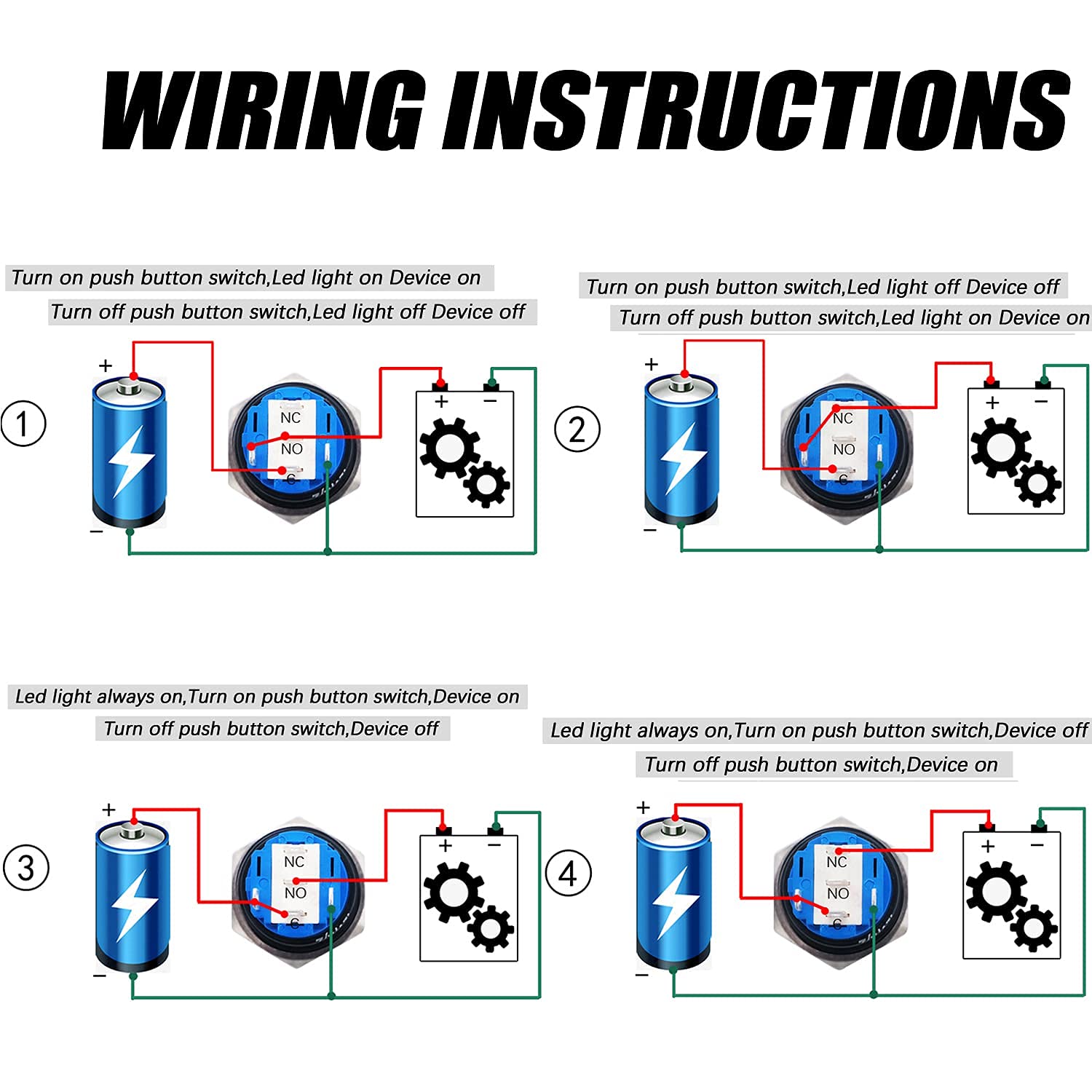 mxuteuk 19mm Latching Push Button Switch 1 NO 1 NC SPDT ON/Off Silver Stainless Steel Shell with 12v Blue Power Symbol Light Suitable for 3/4" Mounting Hole L-19-POWER-T-BU