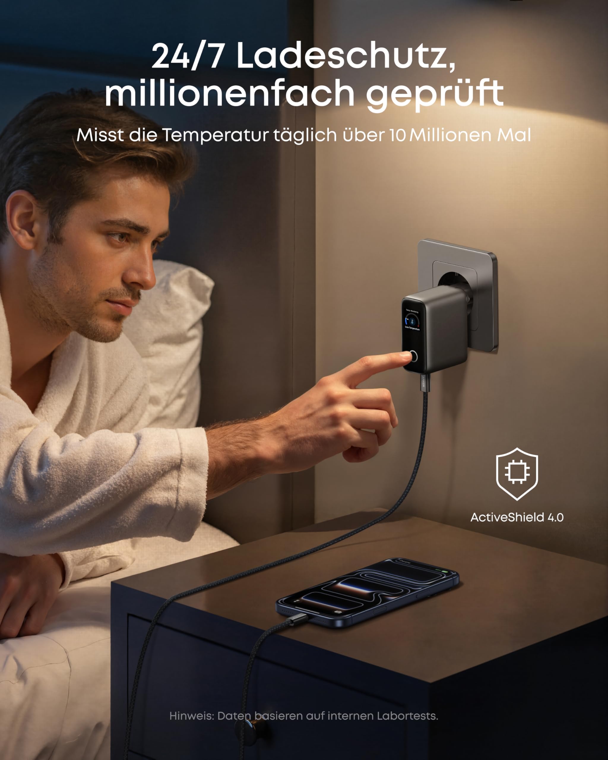 Anker 100W USB C Ladegerät GaN Wandladegerät Smart Display Touch-Steuerung für MacBook iPad iPhone 17/16/15 Serie