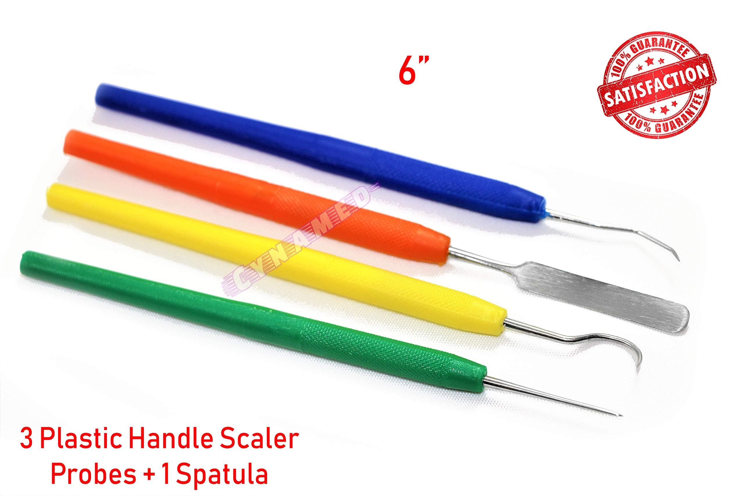 Dental Plastic Scaler 3pcs + Spatula | Dental Probes Disposable Plastic Scalers Crafts, Dental, Vet (Cynamed)