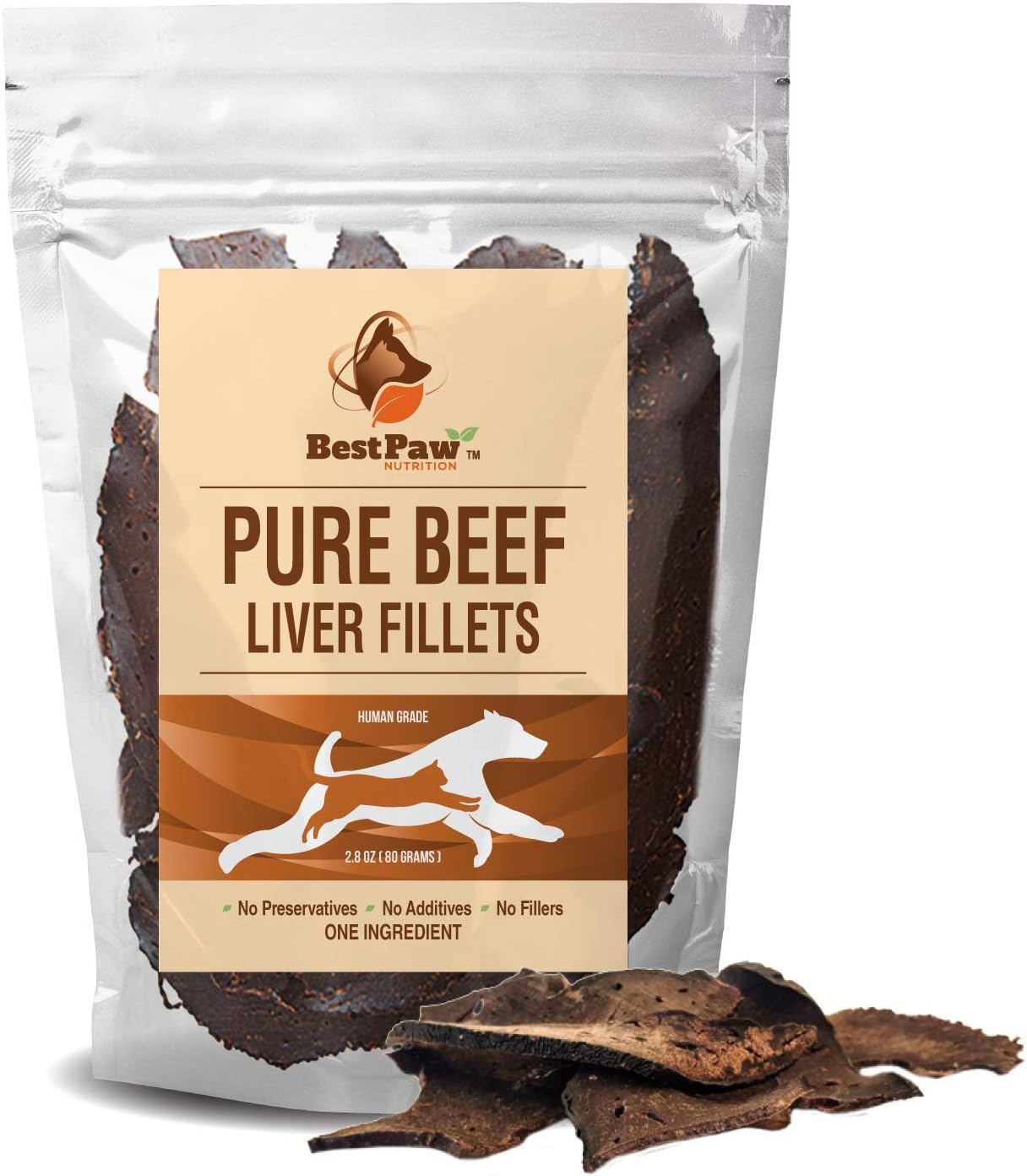 Natural Beef Liver Fillet for Cat & Dog Treats Made in Canada, Trainer Favourite All Natural Beef Liver Treats for Dogs & Cats, Gluten Free, Grain Free, Beef Dog Treat, Crunchy Chew Puppy Training Snack Bite