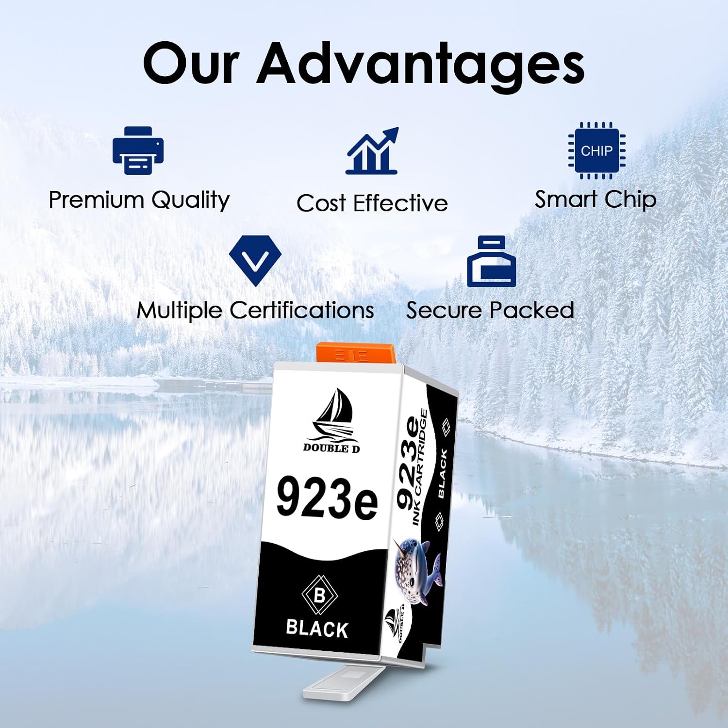 DOUBLE D 923e 923XL Black, Cyan, Magenta, Yellow Ink Cartridges (4-Pack) Compatible for HP 923 923e, use with OfficeJet 8120, OfficeJet Pro 8122e 8139e 8138e 8125e 8120 8124 8132e 8134e 8130e 8135e