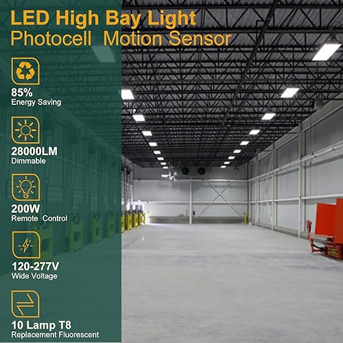 Miniatura 2 de ACOHOOK Luz inteligente (autoajustable) lineal de 2 pies (ahorro de energía) de alta bahía de 2 pies, luz reflectora para rejilla, 4P, color negro