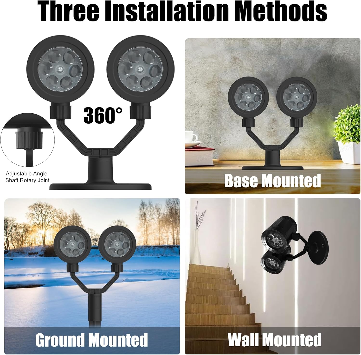 Christmas Snowflake Projector Lights Outdoor - Double Head Dynamic Snowflake Projector Lights with Waterproof Holiday Decorative Lighting for Indoor Outdoor, Xmas, Party, Yard Wall Decor