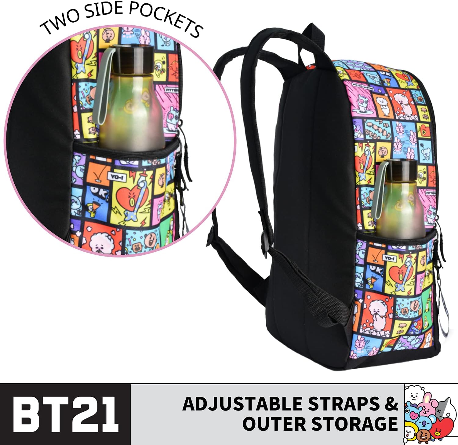 Concept One BT21 LINE FRIENDS Laptop Backpack, Computer Travel Bag for Men and Women, Multi, 17 Inch