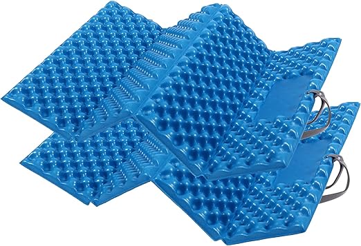 REDCAMP Ultralight Foam Backpacking Sit Pad, Foldable Waterproof Z Hiking Sitting Pad Insulated Stadium Seat Cushion with Strap for Outdoor Camping Picnic, Blue/Black/Yellow