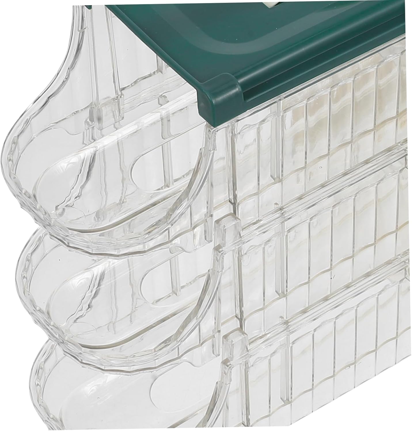 Zerodeko Automatic Rolling Egg Organizer Stackable Plastic Egg Holder for Refrigerator Space-Saving Side Door for Fresh Storage Green