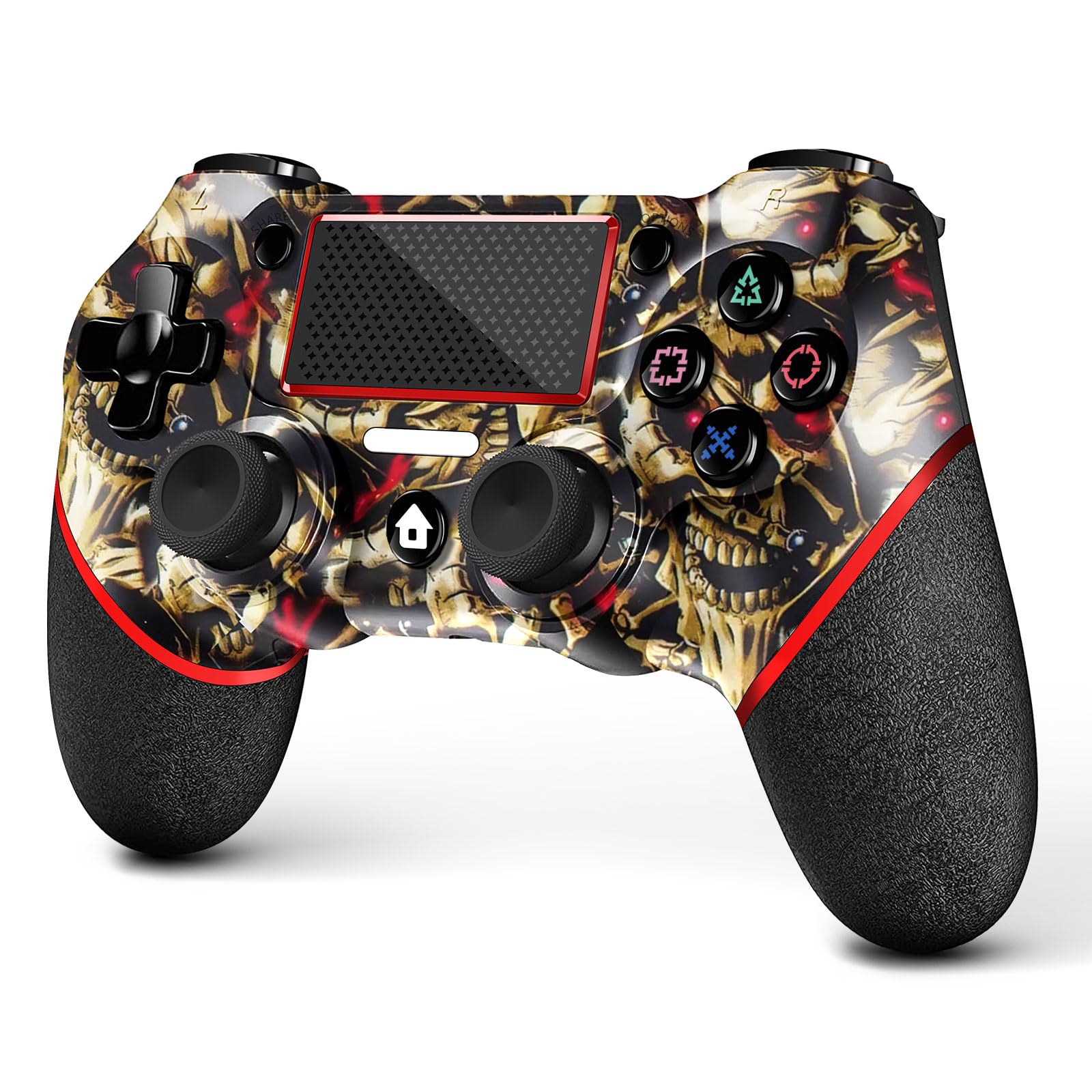 AceGamer Manette sans fil pour PS4，Contrôleur de jeu pour PS4/Pro/Slim/PC，Gamepad Joystick avec turbo/bouton retour/double vibration/6-axes Gyro Sensor/Panneau tactile (Le crâne d'or)