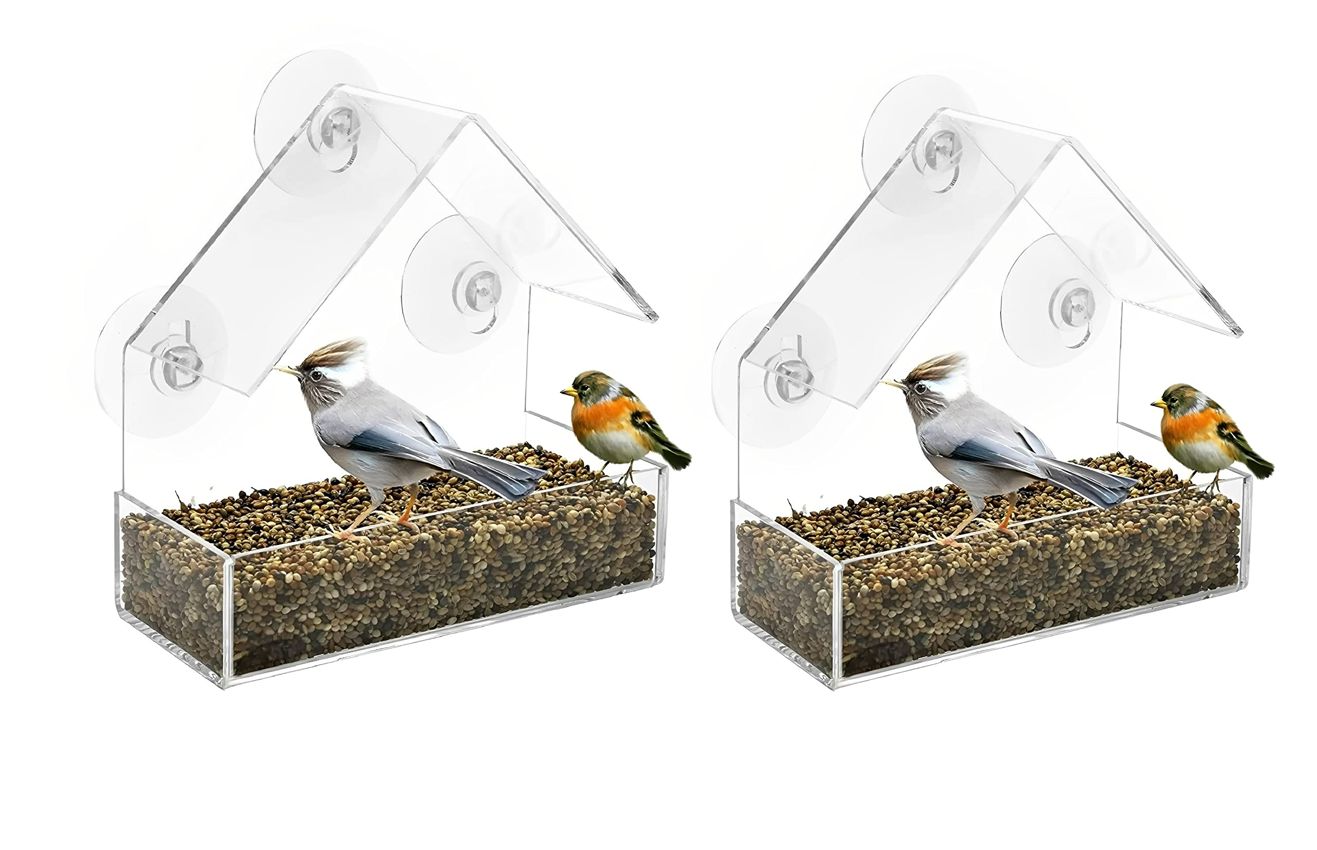 Unibos | Window Bird Feeder | Extra Strong Suction Cups | Windowsill Bird feeders for Wild Birds | Transparent Bird Feeder House | Clear Bird Seed Feeders | Easy to Clean | Garden & Outdoor | UK