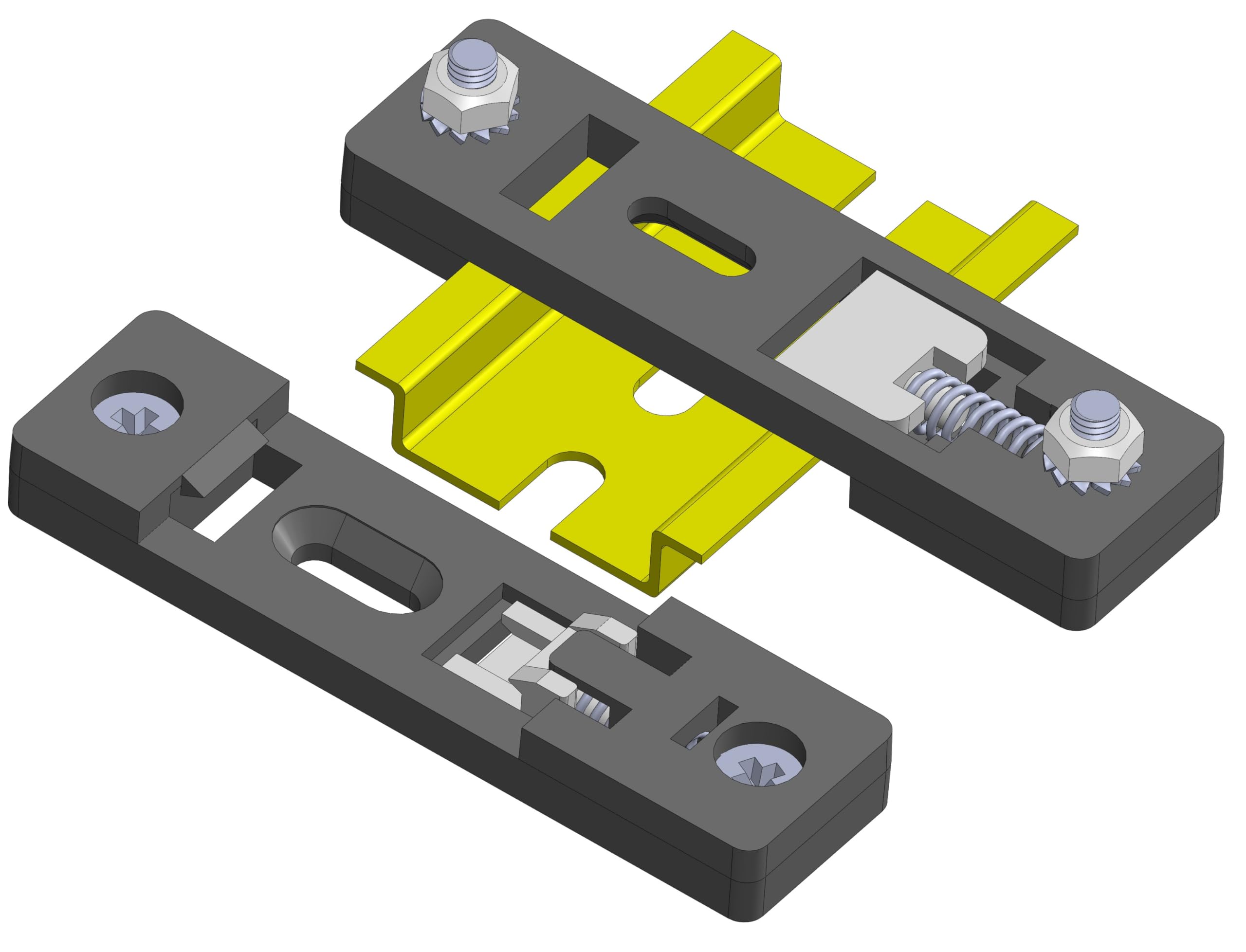 GAURANG Lot de 10 supports de montage sur rail DIN de 20 mm de large, supports de montage universels en nylon pour disjoncteurs, commutateurs, relais statiques, noir DRB20-2-10 trous flexibles