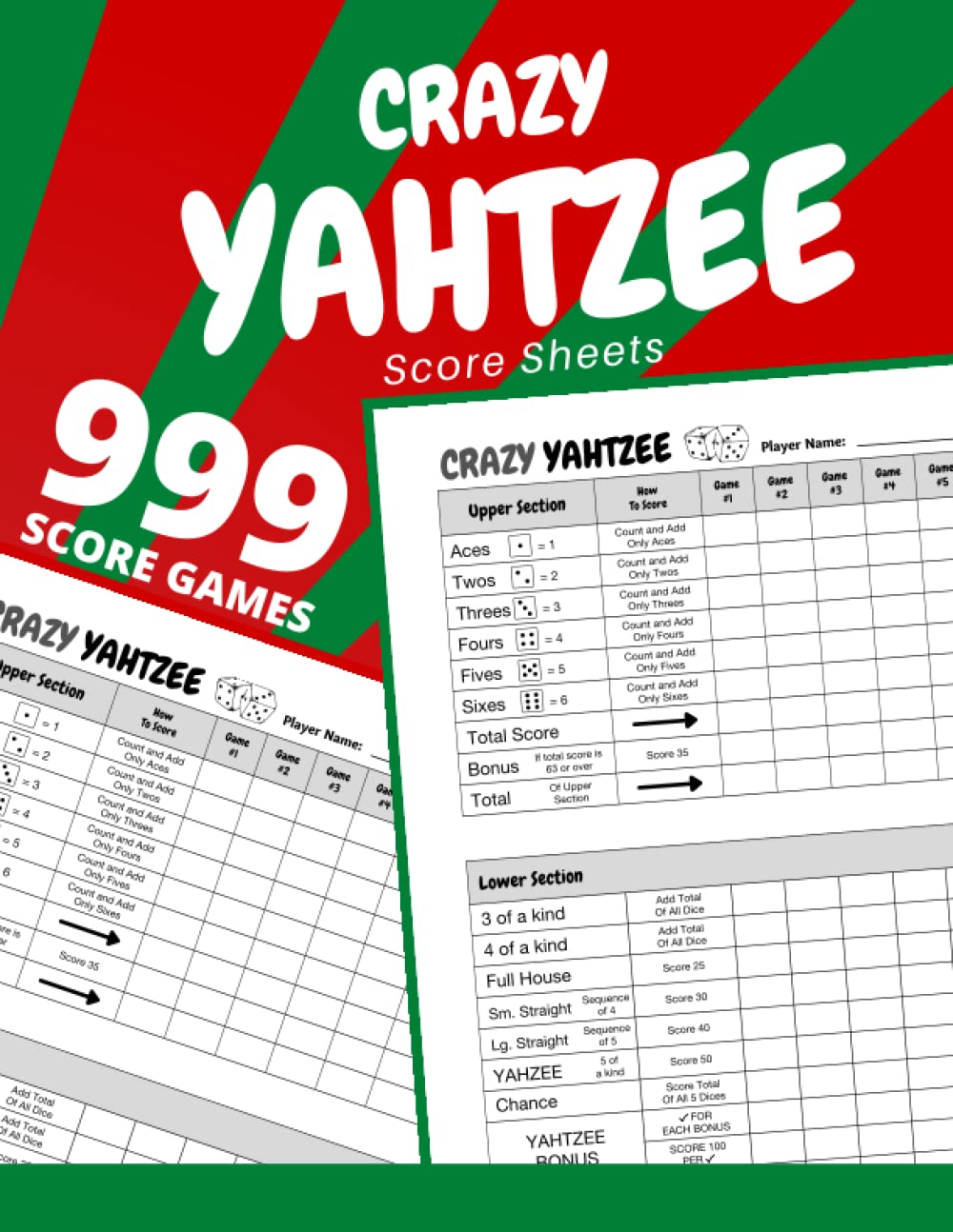 Buy Yahtzee Score Sheets Crazy Yahtzee Score Pads Sheets for