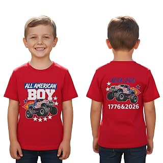 Kids Toddler Little Boys 250 Years Anniversary Shirt USA 250 4th of July T-Shirt Patriotic Monster Truck Top - Amazon product rated Grade A