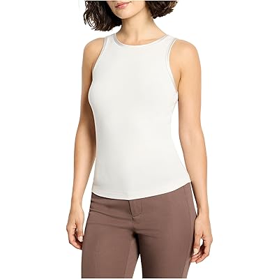 NICZOE Trimmed Perfect Knit Ribbed Tank sugar cookie