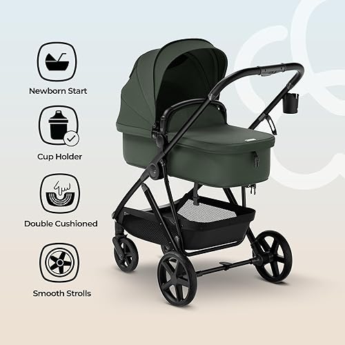 Miniatura 4 de MAMA & BABY Rovee - Cochecito de bebé, 2 en 1 plegable con asiento reversible, toldo UPF 50+, ruedas todo terreno para familias en movimiento