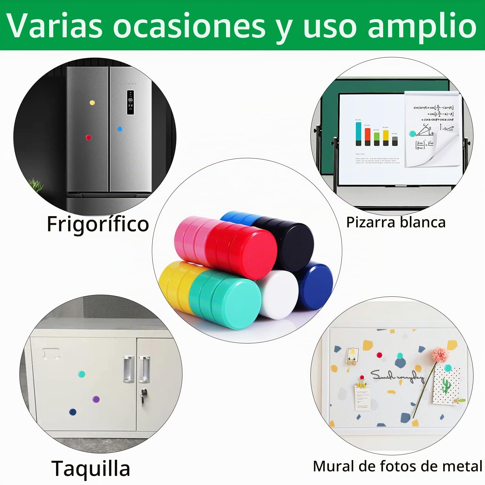Imanes Nevera y Pizarra Magnética, 20 Piezas 10 Colores, Mini Imanes Redondos
