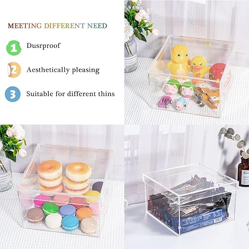 Miniatura 16 de Cajas de cubo cuadradas de acrílico transparente, contenedores cuadrados de plástico con tapa, organizador de almacenamiento de plástico de 5.9 x