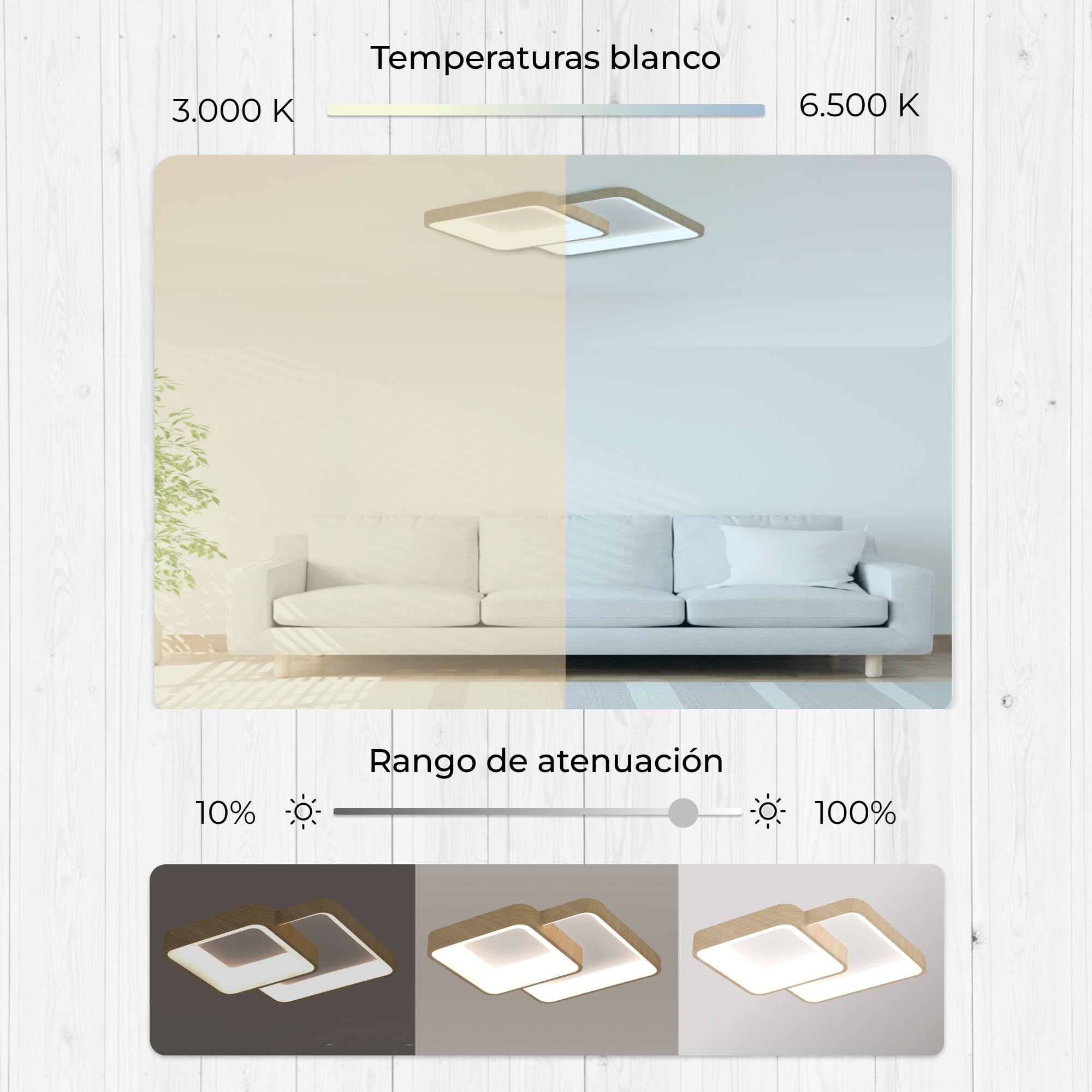 KSIX Phenomena Plafón LED Techo con Wifi - Lámpara Techo Dormitorio con Asistente de voz y APP propia - Plafones de Techo Modernos para la Casa - Ideal para Sala de Estar, Comedor, Dormitorio