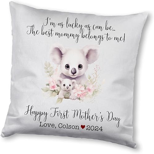 Koala Love Mother's Day, First Mother's Day Custom Pillowcase, Personalized Mother's Day Pillowcase, Gift for Mom, Home Decor