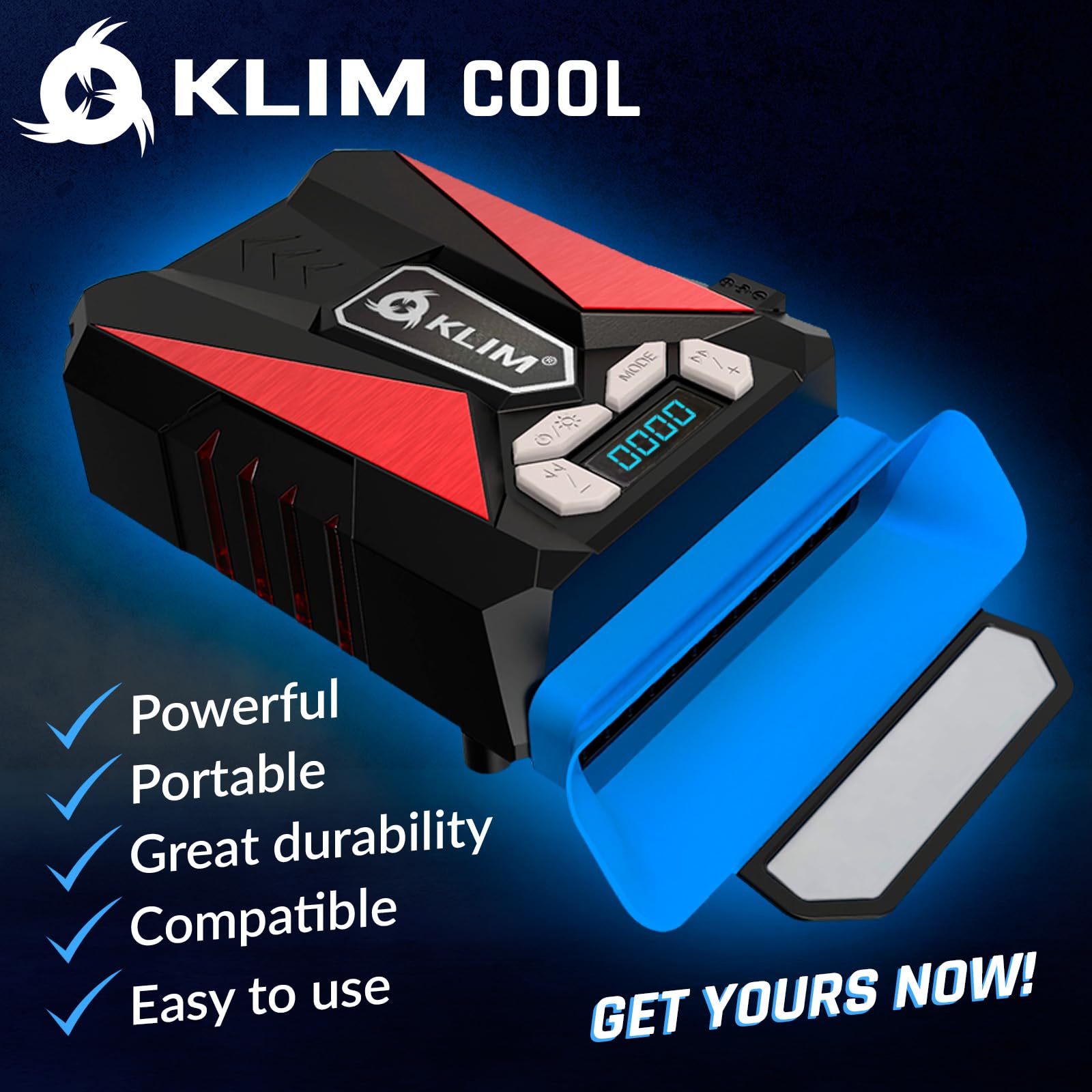 KLIM Cool - Universal Gaming Laptop PC Cooler - Wysokowydajny wentylator do szybkiego chłodzenia - Ekstraktor gorącego powietrza USB - Nowa wersja - Czerwony